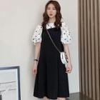 Set: Short-sleeve Top + Overall Midi Dress