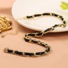 Woven Chain Necklace 1pc - Black & Gold - One Size