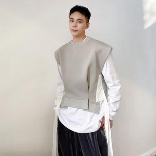Crewneck Plain Vest Gray - One Size