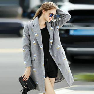 Embroidered Buttoned Coat