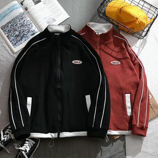 Contrast Trim Drawstring-hem Jacket