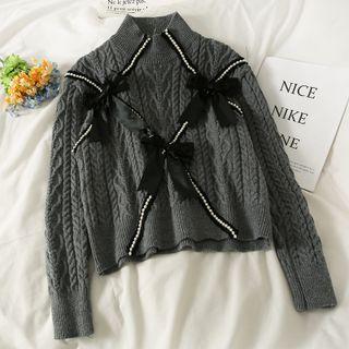 Details Ribbon-accent Cropped Sweater
