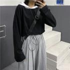 Long-sleeve Two-tone Cropped Hoodie
