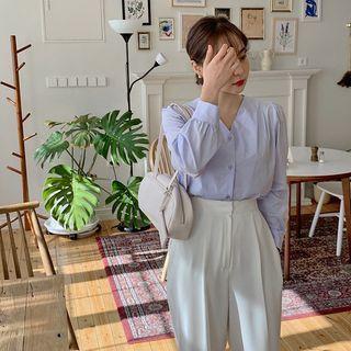 V-neck Button-up Blouse
