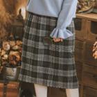 Plaid Pleated Skirt Black & Gray - One Size