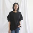 Chiffon-sleeve Cotton Top