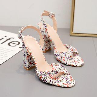 Chunky Heel Floral Sandals
