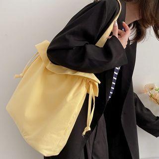 Drawstring Canvas Bucket Bag Light Yellow - One Size
