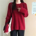 Round Neck Plain Sweater As Show In Figure - One Size