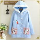 Rabbit Embroidered Hooded Coat