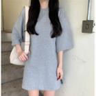 Elbow-sleeve Lace-up T-shirt Dress