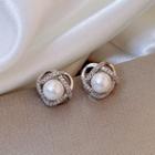 Twisted Faux Pearl Stud Earring 1 Pair - Silver - One Size