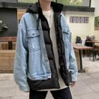 Mock Two-piece Padded Denim Jacket
