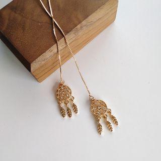 Dream Catcher Dangle Earring 1 Pair - Threader Earring - Gold - One Size