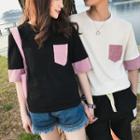 Panel Short-sleeve Couple Matching T-shirt