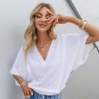 Batwing Sleeve V Neck Loose Fit T-shirt