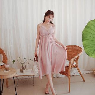 Crochet-trim Pinafore Dress