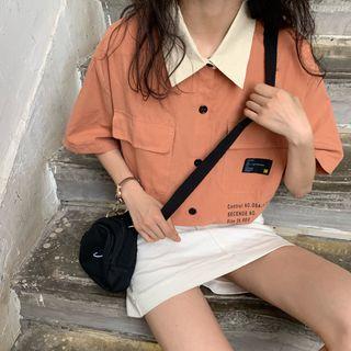 Elbow-sleeve Print Cargo Shirt