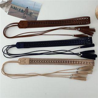 Tassel Woven Faux Leather Belt