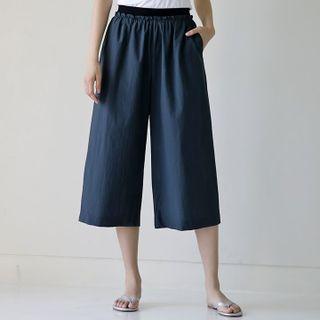 Waistband Crop Culottes Charcoal Gray - L