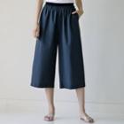 Waistband Crop Culottes Charcoal Gray - L