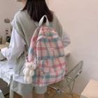 Plaid Letter Embroidered Backpack