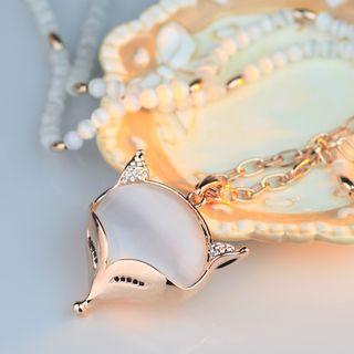 Rhinestone Fox Pendant Necklace