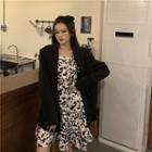 Plain Blazer / Long-sleeve Milk Cow Print Mini A-line Dress