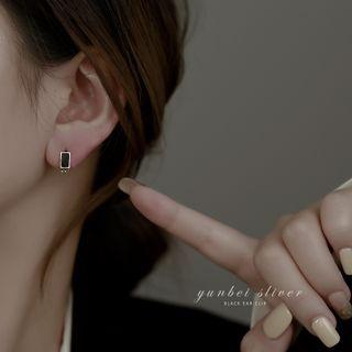 Rectangle Glaze Sterling Silver Earring