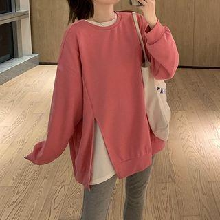 Slit Pullover / Long-sleeve T-shirt / Plain Leggings