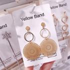 925 Sterling Silver Disc Drop Earring 1 Pair - E770 - Gold - One Size
