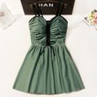 Lace-up Shirred Swimdress