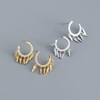 Fringed Rhinestone Sterling Silver Earring