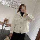Fleece Cropped Coat + Semi High-neck Dress