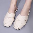 Faux Leather Criss-cross Slide Flat Slippers