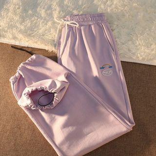 Rainbow Embroidered Drawstring Sweatpants