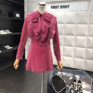 Bow Accent Long-sleeve A-line Dress