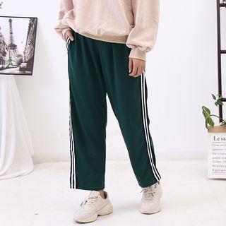 Contrast Trim Wide Leg Pants Green - One Size