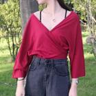 3/4-sleeve Open-back T-shirt