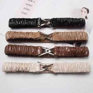 Ruched Faux Leather Belt