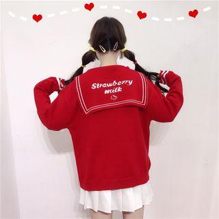 Lettering Sailor Collar Sweater