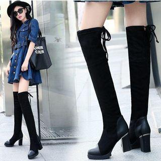High Heel Lace Up Over-the-knee Boots