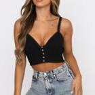Plain Button-up Cropped Camisole Top