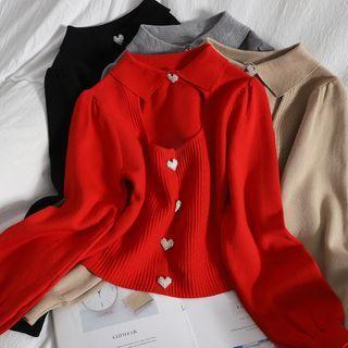 Collared Cutout Ribbed Knit Top