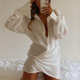 Plain Shirt Mini Dress