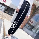 Lettering Contrast-lining Sweatpants