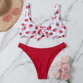 Strawberry Print Bikini Set