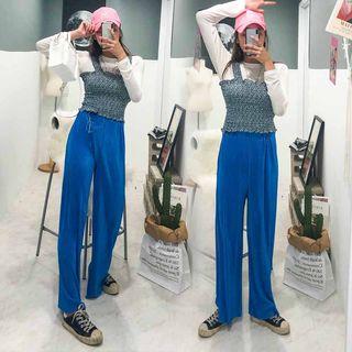 Sleek Wide-fit Elasticized-waist Pants
