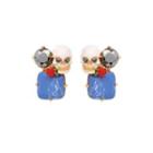 Creative Personality Plated Gold Enamel Skull Earrings With Cubic Zirconia Golden - One Size