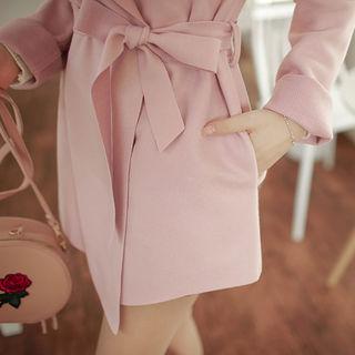Epaulet Wide-lapel Coat With Sash